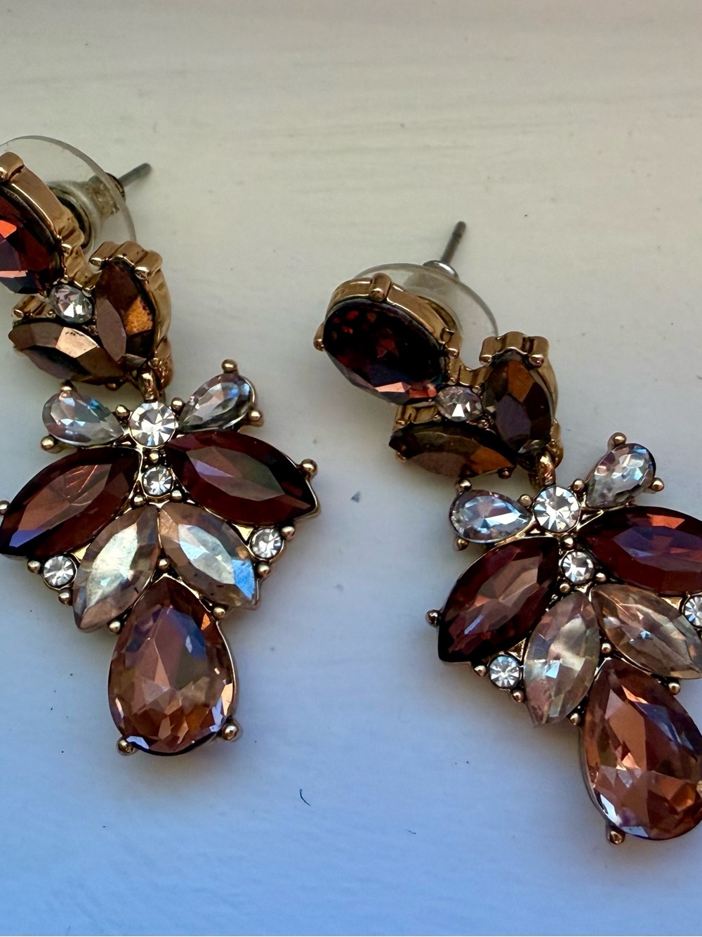 Olive & Piper Crystal Floral Drop Earrings - Pink, Purple & Burgundy - Picture 2 of 4